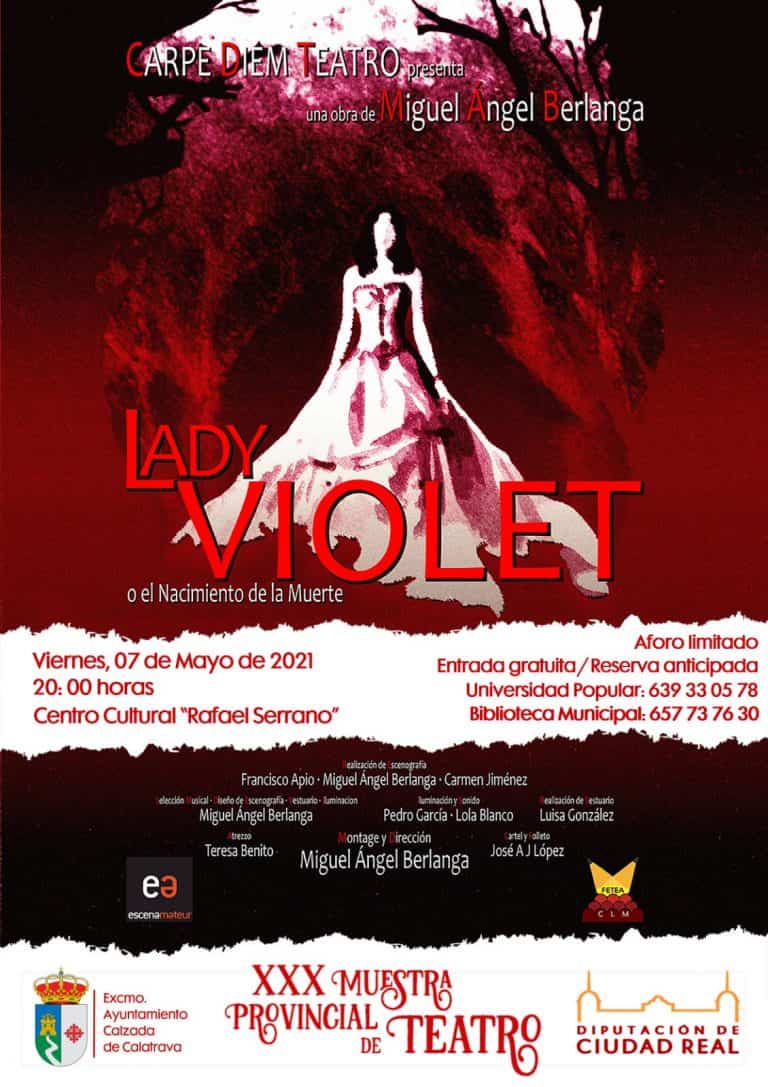 Calzada de Calatrava acogerá la obra teatral “Lady Violet” en el treinta aniversario de la Muestra Provincial de Teatro impulsada por la Diputación