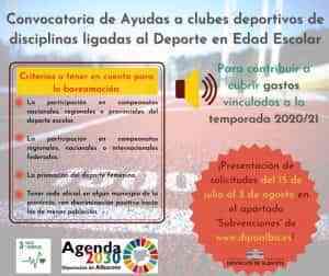 Desde el 15 de julio los clubes de disciplinas vinculadas al deporte escolar pueden solicitar las ayudas de la Diputación de Albacete