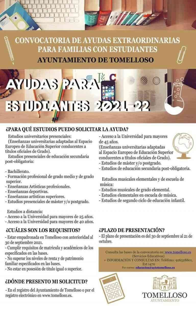 Ayudas para estudiantes de Tomelloso con una dotación total de 35.600 euros Ayudas para estudiantes de Tomelloso con una dotación total de 35.600 euros