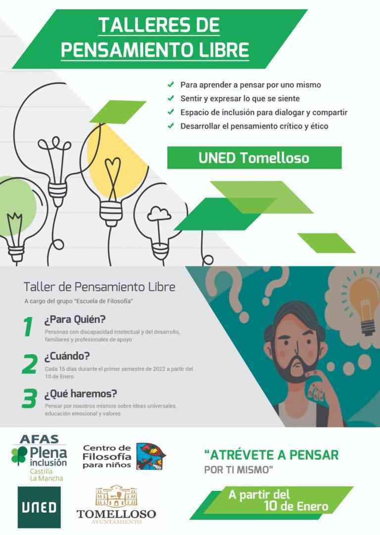 Taller de Pensamiento Libre  de la UNED de Tomelloso organizado por AFAS Plena Inclusión y Centro de Filosofía para Niños España Taller de Pensamiento Libre  de la UNED de Tomelloso organizado por AFAS Plena Inclusión y Centro de Filosofía para Niños España