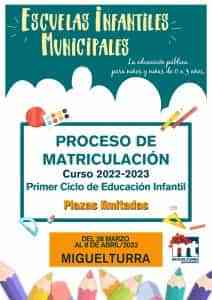 Las Escuelas Infantiles públicas de Miguelturra “Pelines” y “Coleta” abren plazo de admisión el 28 de marzo