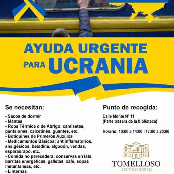 Campaña de ayuda urgente para Ucrania ha puesto en marcha el ayuntamiento de Tomelloso