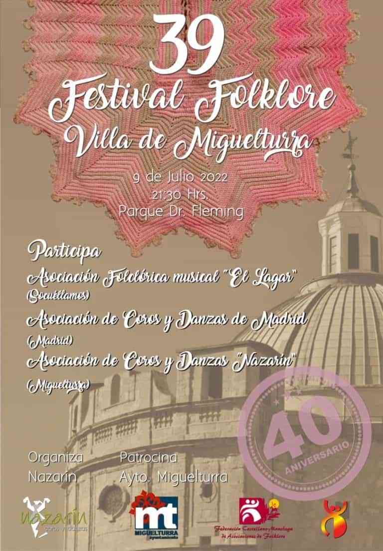 39 Festival de Folklore “Villa de Miguelturra” el sábado 9 de julio a partir de las 21:30 horas en el Parque Doctor Fleming