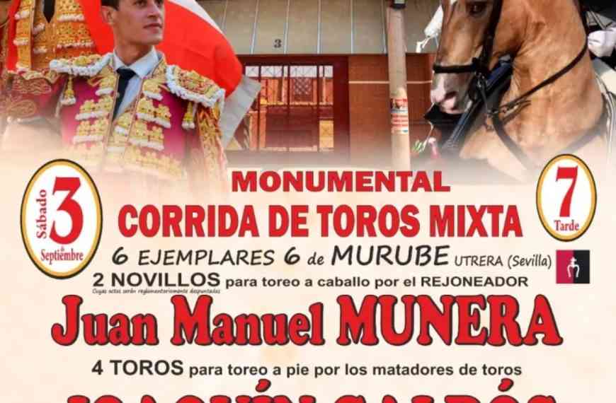Monumental corrida de toros por el 20 aniversario de la Plaza de Toros de Miguelturra el 3 de septiembre