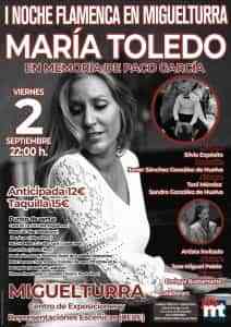 I Noche Flamenca en Miguelturra el 2 de septiembre María Toledo en memoria de Paco García 