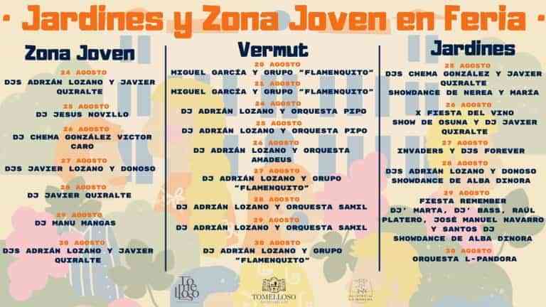 Programación de los “Jardines del Parque y Zona Joven en Feria” de Tomelloso