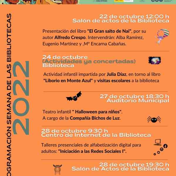 Teatro infantil “Halloween para niños” el jueves 27 y otras actividades de la programación del Día internacional de las Bibliotecas en Tomelloso