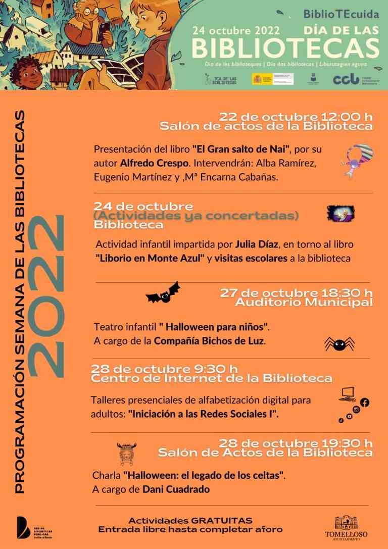 Teatro infantil “Halloween para niños” el jueves 27 y otras actividades de la programación del Día internacional de las Bibliotecas en Tomelloso