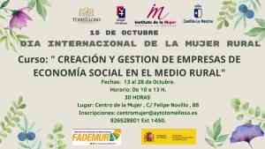 Curso sobre creación y gestión de empresas de economía social en el medio rural del 13 al 28 de octubre en el Centro de la Mujer de Tomelloso