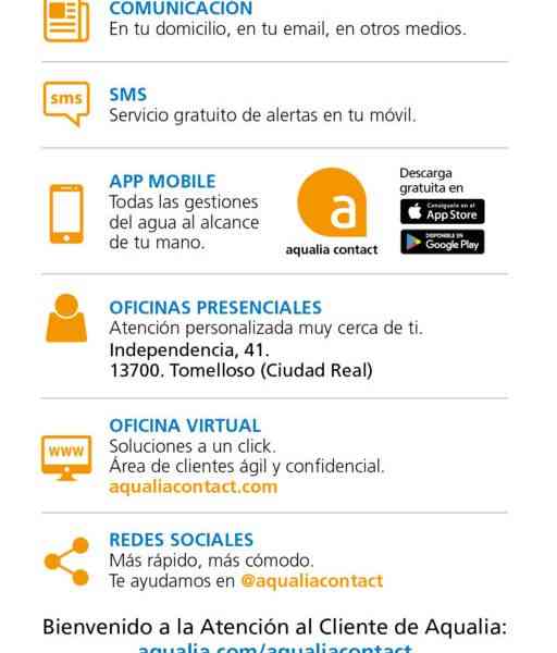 En marcha ‘Aqualia Contact’ servicio gratuito para realizar gestiones y trámites relacionados con el servicio del agua en Tomelloso