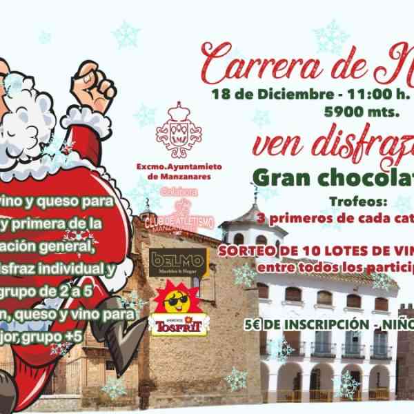 La tradicional Carrera de Navidad de Manzanares se celebra este domingo 18 de diciembre a las 11 horas para adultos y niños ¡lleva tu disfraz!