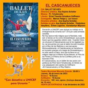 “El cascanueces” con el Ballet de Kiev el 26 de enero en el Teatro Municipal Marcelo Grande de Tomelloso con donativo a UNICEF para Ucrania
