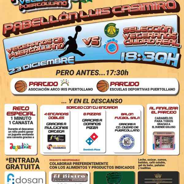 Partido benéfico entre veteranos del baloncesto de Puertollano y de Ciudad Real a favor del banco de alimentos el 23 de diciembre