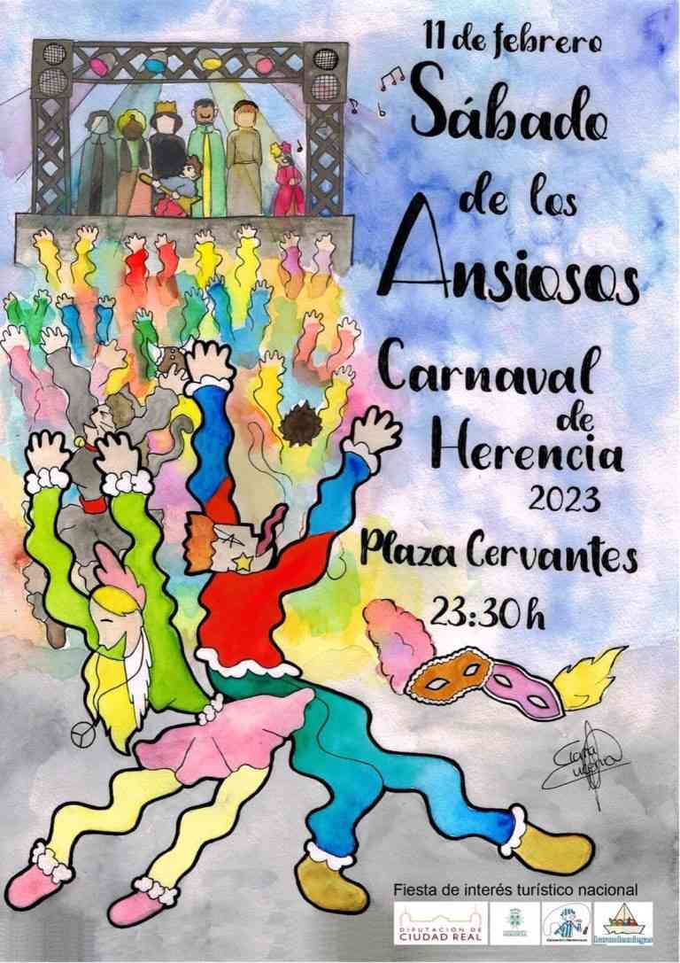 Carnaval de Herencia: Acuarela Resucitando una «Multitud Disfrazada» – Cartel de Úbeda-Contreras