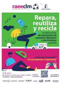 Un taller móvil en ruta de la campaña «Repara, Reutiliza y Recicla» arribó a Tomelloso para proporcionar asesoramiento sin costo alguno.
