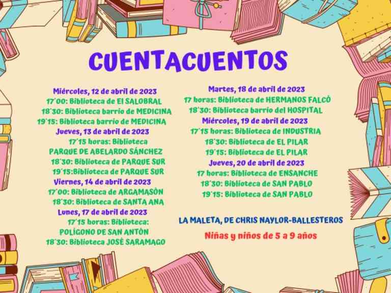 Evento gratuito en las bibliotecas públicas municipales de Albacete: Cuentacuentos “La Maleta” del 12 al 20 de abril, ¡no te lo pierdas!