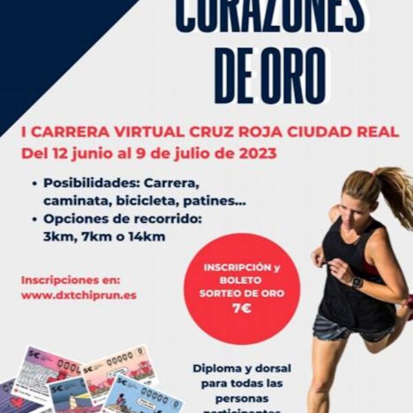 Participa en la I Carrera Virtual «Corazones de Oro» de la Cruz Roja de Ciudad Real ¡Inscríbete antes del 15 de julio!
