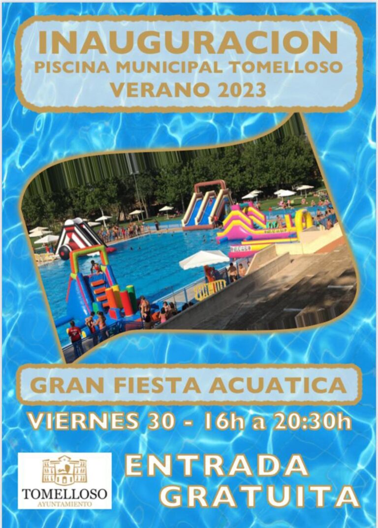 ¡Disfruta de una fiesta acuática deportiva con hinchables en la piscina municipal de Tomelloso mañana desde las 16:00 h! ¡Además, es gratuita!