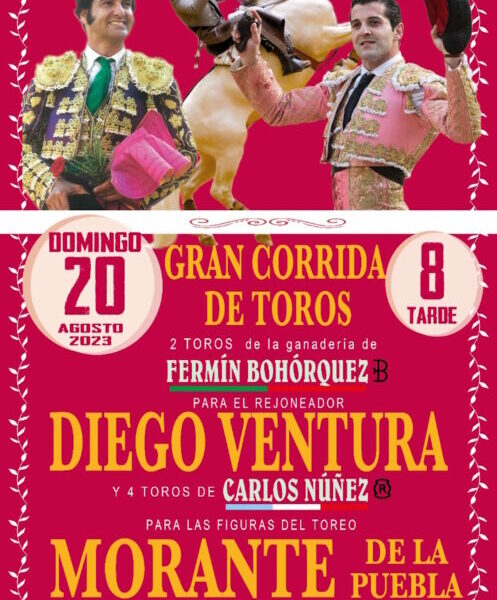 Este es el cartel del festejo taurino de la Feria y Fiestas de Tomelloso 2023 con grandes figuras: Ventura y Morante y Linares