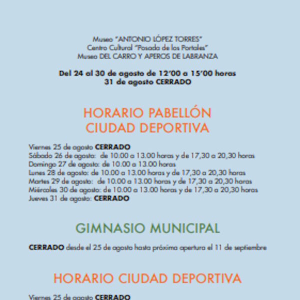 Horarios de los museos y espacios deportivos de Tomelloso esta semana por la Feria y Fiestas 2023