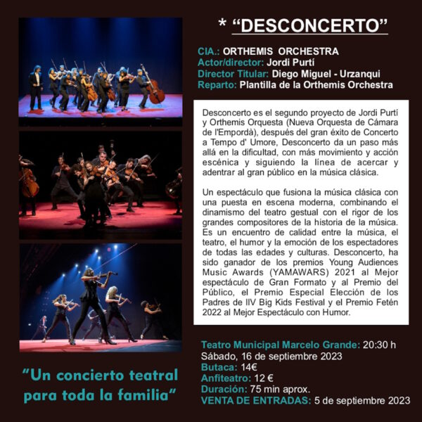 «Desconcerto” con Orthemis Orchestra el 16 de septiembre en el Teatro Municipal Marcelo Grande de Tomelloso