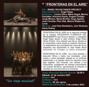 “Fronteras en el aire” el 21 de octubre en el Teatro Municipal Marcelo Grande de Tomelloso a las 20:00 horas