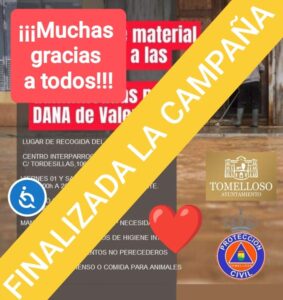 Culminación Exitosa de la Campaña de Recogida de Enseres en Valencia y Letur