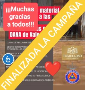 Culminada la Campaña de Recogida de Enseres Valencia-Letur