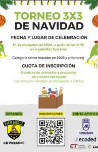 Torneo Solidario de Baloncesto 3×3: Organizado por CB Pick & Roll y Sus Socios Este Sábado 21 de Diciembre