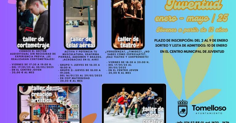 Plazo de Inscripción Abierto hasta el 9 de Enero para Actividades de las Áreas de Juventud e Infancia