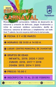 Inscripciones para los Espacios de Carnaval 2025 en Tomelloso abren este miércoles, anunció la Concejalía