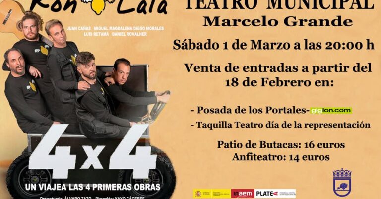 Ron Lalá presenta ‘4 x 4, un viaje a las 4 primeras obras’ en el Teatro Municipal Marcelo Grand – Sábado 1 de Marzo a las 20:00h
