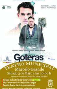 «Goteras» de Marc G. de la Varga se exhibirá en el Teatro Municipal «Marcelo Grande» el 3 de mayo, un evento presentado por el Área de Cultura.