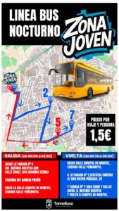 «Nuevo Servicio de Bus Nocturno para la Gran Inauguración de la Zona Joven en Tomelloso – Sábado 7 de Junio de Medianoche a las 06:00 AM».