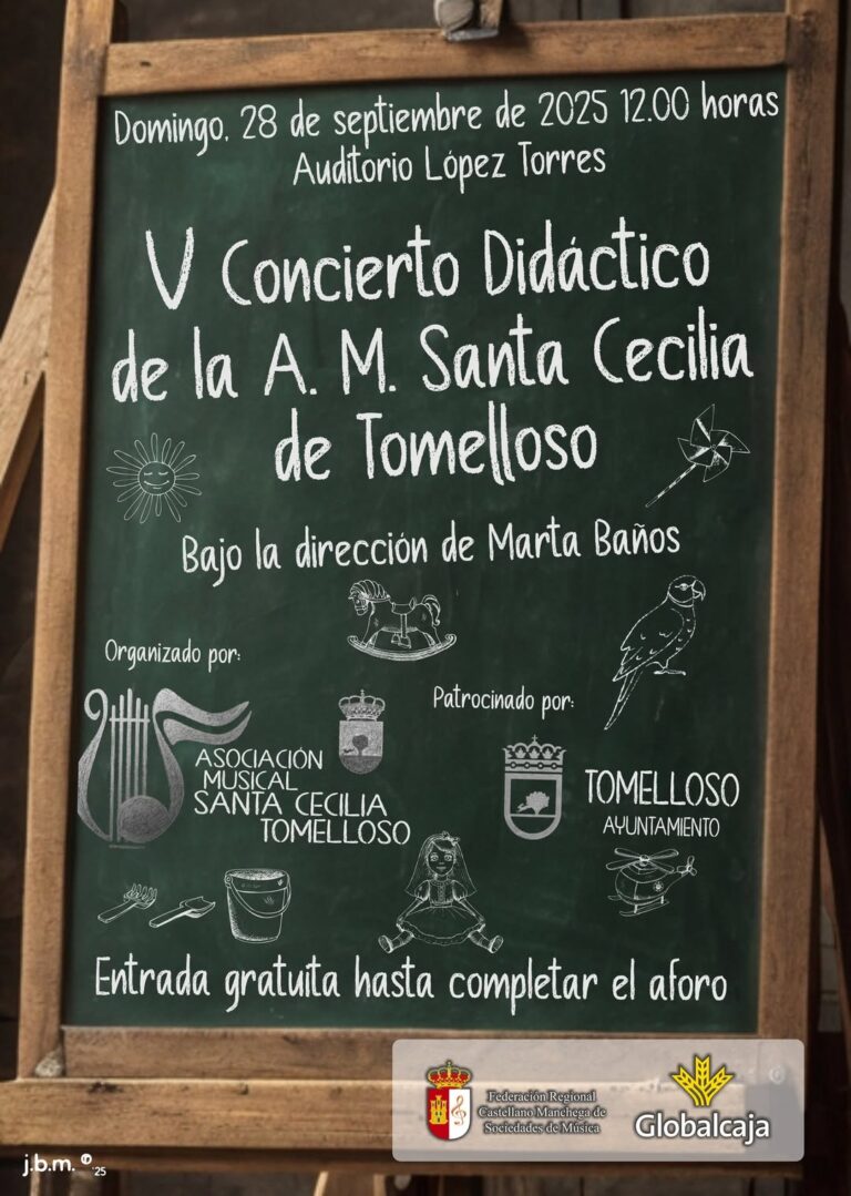 Este Domingo, Asociación Musical Santa Cecilia de Tomelloso Presentará el V Concierto Didáctico en el Auditorio López Torres