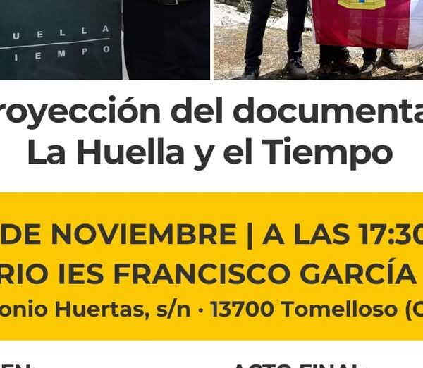 Este Sábado: Exhibición del Documental ‘La Huella y el Tiempo’ en IES García Pavón – Inscripciones Abiertas en Deportes Tomell