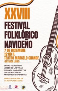Invitación al XXVIII Festival Folklórico Navideño del Grupo Virgen de las Viñas en el Teatro Municipal este 7 de Diciembre