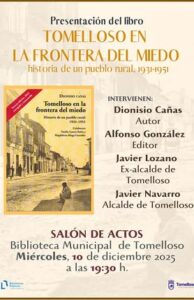 Tercera Edición Ampliada del Libro ‘Tomelloso en la Frontera del Miedo’ de Dionisio Cañas: Presentación este Miércoles 10 de Diciembre