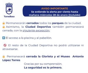 Alerta de Viento Prolongada hasta el Miércoles 28 de Enero: Parques Continuarán Cerrados