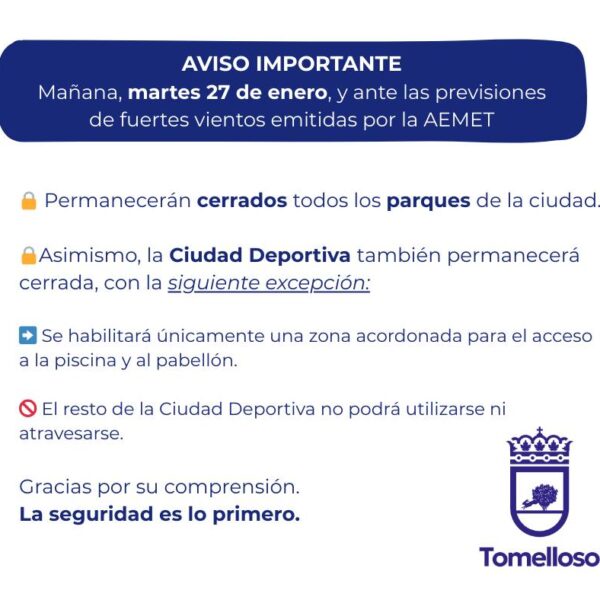 Todos los Parques de la Ciudad Permanecerán Cerrados Mañana por Prevención ante las Predicciones de Viento Fuerte de AEMET