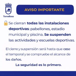 AVISO IMPORTANTE: Cierre Total de Instalaciones Deportivas y Suspensión de Actividades