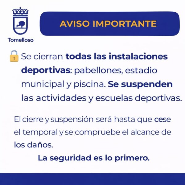 AVISO IMPORTANTE: Cierre Total de Instalaciones Deportivas y Suspensión de Actividades