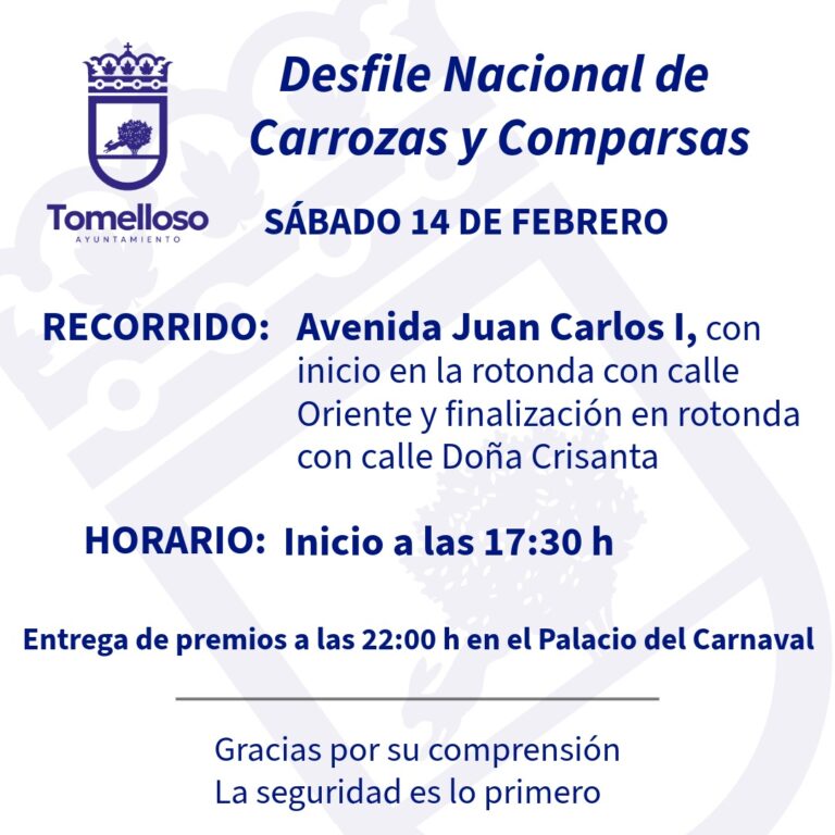 Alteración en el Recorrido del Desfile Nacional de Carrozas y Comparsas Anunciado por el Ayuntamiento para Hoy, 14 de Febrero