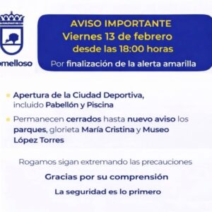 Apertura de la Ciudad Deportiva tras Finalización de Alerta Amarilla el Viernes 13 de Febrero desde las 18:00 horas: Aviso Importante