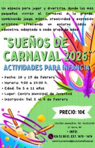 Inscripciones Abiertas desde Hoy para las Actividades Lúdico-Educativas ‘Sueños de Carnaval 2026’ hasta el Viernes 6 de Febrero