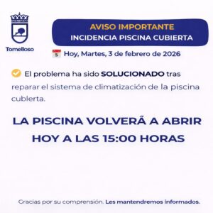 Resolución exitosa de incidencia reabre Piscina Cubierta al público hoy