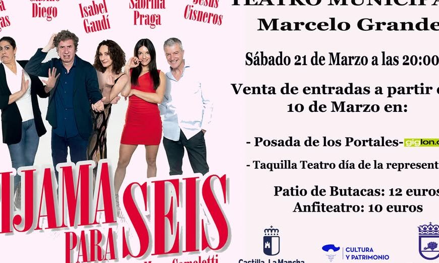 ¡No te pierdas ‘Pijama para tres’ de Marc Camoletti este sábado en el Teatro Municipal ‘Marcelo Grande’!