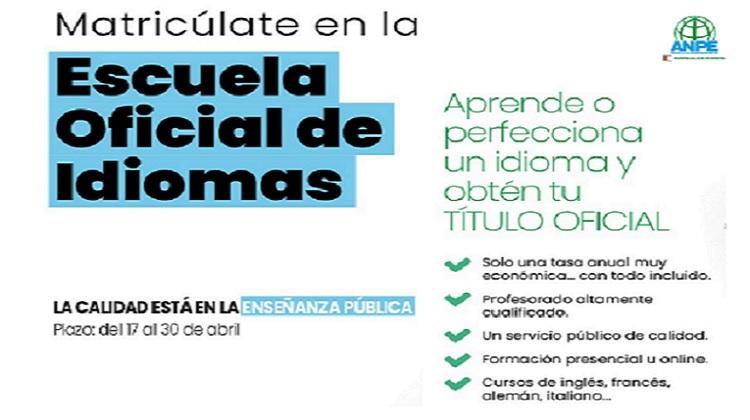 Inscripción en las Escuelas Oficiales de Idiomas de Castilla-La Mancha del 17 al 30 de abril de 2026