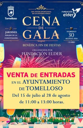 Disponibles en el Ayuntamiento las Entradas para la Cena de Gala Benéfica de Clausura de la Feria 2026