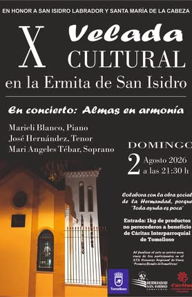 La Hermandad de San Isidro Organiza la X Velada Cultural en Beneficio de Cáritas este Domingo en la Ermita de San Isidro